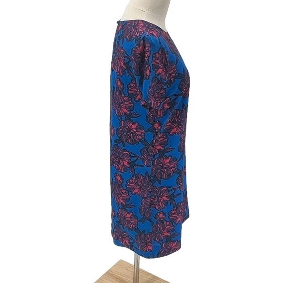 J. Crew Blue Pink Floral Shift Swing Gallery Dress Size 2 Women’s - Picture 5 of 8